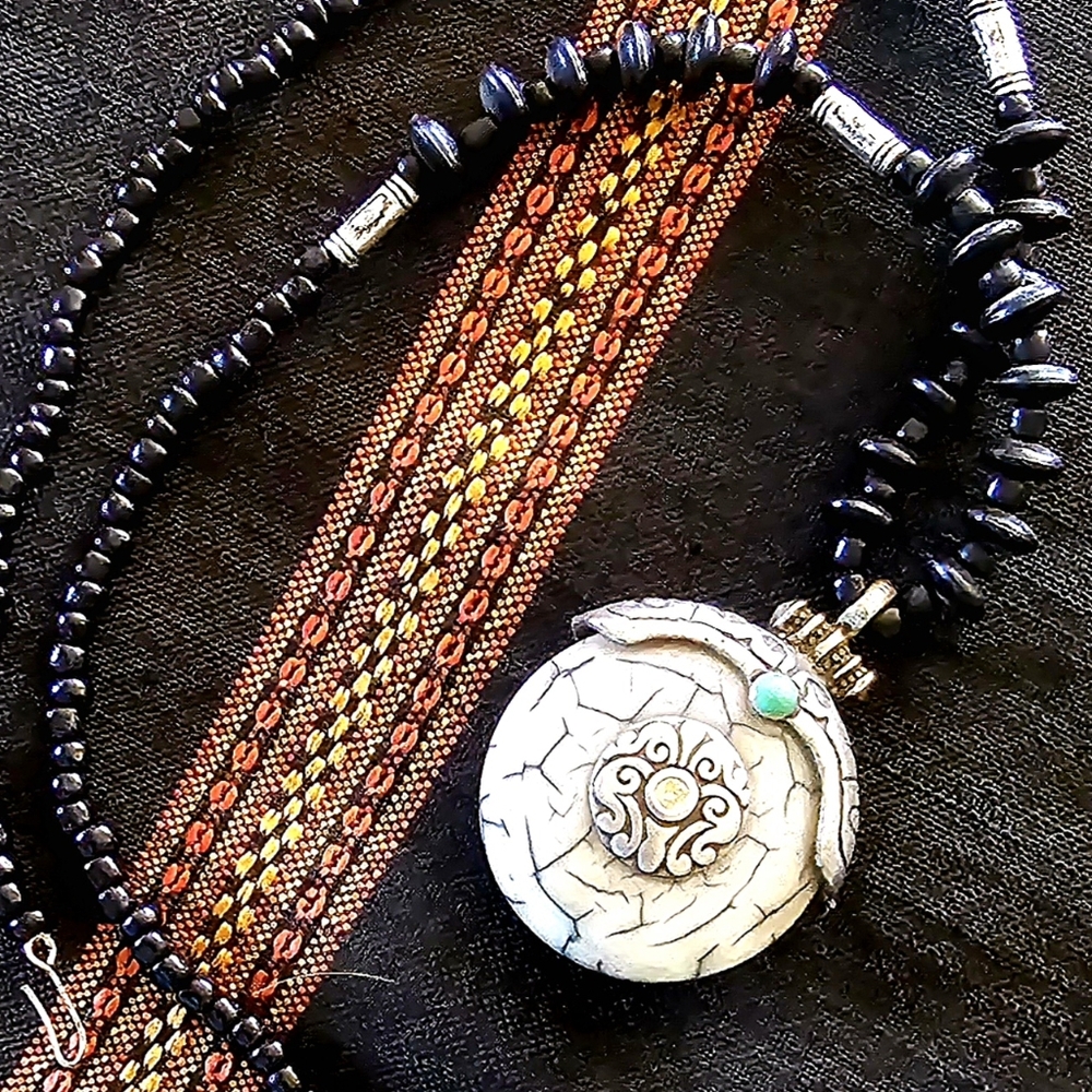 Unique Handmade Boho Berber Moroccan Double Sided Sahara Statement Pendant